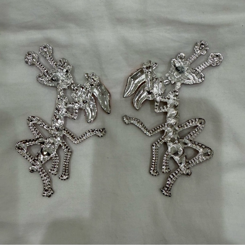 Crystal Praying Mantis Statement Earrings Pink Bi… - image 6